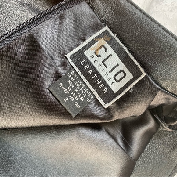 ✨ VINTAGE ✨ CLIO LEATHER | Leather Pencil Skirt Size 2 Petite - Picture 4 of 6